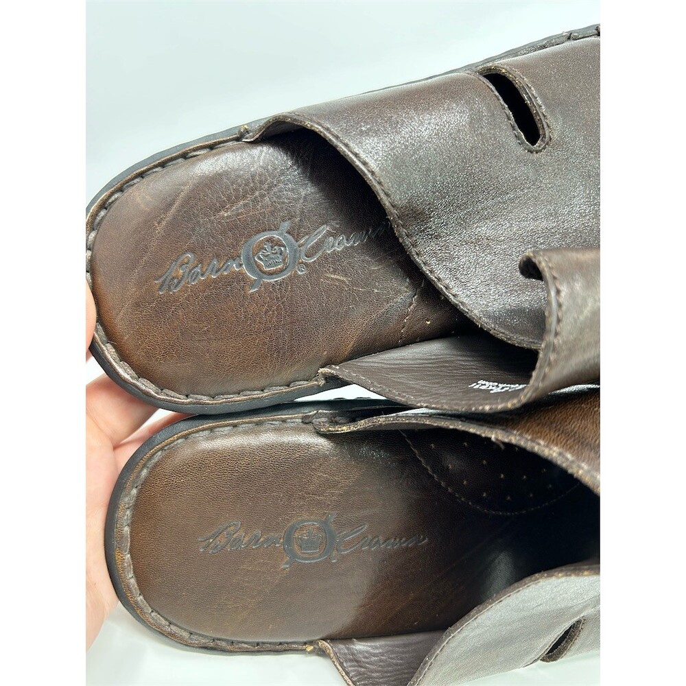 Born Men's Slide Sandals Dark Brown Leather Open Toe Cushioned Slip-On Size 11 - Picture 11 of 13